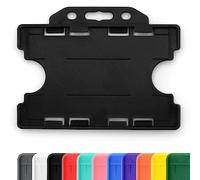 CKB LTD Lot de 100 porte-badges double face rigides en Plastique coulissants à face ouverte Format horizontal ou paysage - Pour 2 deux d'identité cartes de 86 x 54 mm crédit CR80 Noir