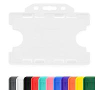 CKB LTD Lot de 100 porte-badges double face rigides en Plastique coulissants à face ouverte Format horizontal ou paysage - Pour 2 deux d'identité cartes de 86 x 54 mm crédit CR80 Clair