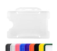 CKB LTD Lot de 100 porte-badges en plastique rigide à glisser sur une face ouverte pour carte d'identité badge horizontal ou paysage, peut contenir une carte de crédit CR80 86 mm 54 mm Clair