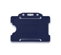 CKB LTD Lot de 100 porte-badges rigides d'un seul côté bleu marine pour cartes d'identité, protection horizontale/paysage en plastique pour carte d'identité, peut contenir une carte de crédit CR80 de