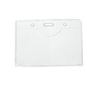 CKB LTD Lot de 100x Claire Horizontal Porte Badge Petit Transparent en Etanche Plastique Porte-Carte Double pour d'identité étiquette pour nom, événements, Carte d'étudiant, Carte de Visite 10 x 7cm