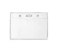 CKB LTD Lot de 10x Claire Horizontal Porte Badge Petit Transparent en Etanche Plastique Porte-Carte Double pour d'identité étiquette pour nom, événements, Carte d'étudiant, Carte de Visite 10 x 7cm