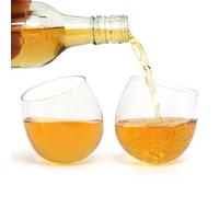 CKB Ltd® Lot de 2 verres à whisky à bascule Base ronde sans pied fantaisie Coffret cadeau Capacité/300 ml peut également être utilisé pour vin rouge