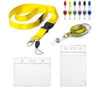 CKB LTD Lot de 4 cordons avec porte-cartes, comprenant 1 cordon de sécurité amovible, 1 clip rétractable Yo Yo, 2 badges d'identification transparents et étanches, pochettes d'identité en plastique d