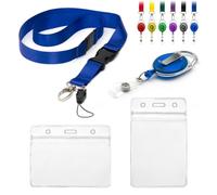 CKB LTD Lot de 4 cordons avec porte-cartes, comprenant 1 cordon de sécurité amovible, 1 clip rétractable Yo Yo, 2 badges d'identification transparents et étanches, pochettes d'identité en plastique d