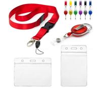 CKB LTD Lot de 4 cordons avec porte-cartes, comprenant 1 cordon de sécurité amovible, 1 clip rétractable Yo Yo, 2 badges d'identification transparents et étanches, pochettes d'identité en plastique d