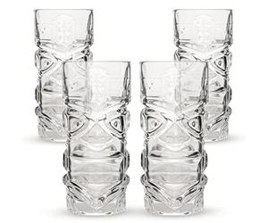 CKB LTD Lot de 4 verres à cocktail Tiki Bar, Gobelets hauts parfaits pour les fêtes hawaïennes à base de rhum, cocktails mélangés MAI Tai Long Island Thé glacé ou cocktails zombie, Transparent 450 ml