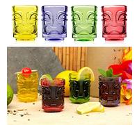 CKB LTD Lot de 4 verres à liqueur colorés Tiki Bar 45 ml
