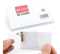 CKB Ltd® Lot de 50 badges d'identification professionnels à clipser en plastique transparent de qualité supérieure avec clip de support et épingle comprenant des inserts de carte vierge 9 x 6 cm