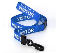 CKB LTD® Lot de 50 Bleu Visit Courroie tour de cou avec Lanière à Clip Plastique en Rotatif pour Cou Cordons de Badge de Bureau Carte de Visite étiquette pour nom Porte-Badge D'identification