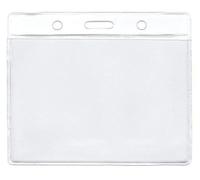 CKB LTD Lot De 50 claire horizontal porte badge transparent en plastique porte-cartes etanche pour d'identité étiquette pour nom, Carte École D'étudiant, Carte de Visite 118 x 110mm Holds 115 x 95mm