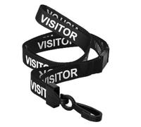 CKB LTD® Lot de 50 Noir Visit Courroie tour de cou avec Lanière à Clip Plastique en Rotatif pour Cou Cordons de Badge de Bureau Carte de Visite étiquette pour nom Porte-Badge D'identification
