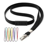 CKB LTD Noir Cordons Tour de Cou Lanière Breakaway anti-étouffement - Gâchette pivotant Clip en metal tubulaire 10mm Lanyards pour Porte Badge Lot de 100 Pièces