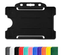 CKB LTD Noir Lot de 100 porte-badges en plastique rigide à glisser sur une face ouverte pour carte d'identité badge horizontal ou paysage, peut contenir une carte de crédit CR80 86 mm 54 mm