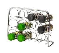 CKB LTD Pisa® Spice Rack - Pour 12 Jars Bouteilles Flacons - Porte-épices étagère à épices Chromé De stockage Support Cuisine Organisateur - Métal