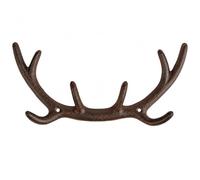 CKB LTD Porte-manteau mural en fonte avec crochets en forme de bois de cerf | Rustique Décoratif 4 Peg Rail Crochet Multi-Usages en Métal Suspendu pour Manteaux, Clés, Sacs, Echarpes, Chapeaux Rangement