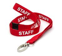 CKB LTD Red Staff Lanières de sécurité avec clip en métal pivotant pour porte-carte d'identité - Lot de 50