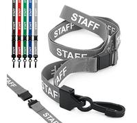 CKB LTD Staff LANYARDS Cordon de sécurité pré-imprimé avec clip en plastique pivotant pour carte d'identité - Design à libération rapide, gris, Pack of 20