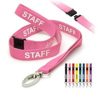 CKB Ltd Staff LANYARDS Cordon tour de cou pivotant en métal pour porte-carte d'identité - Design à libération rapide, rose, Pack of 50