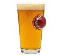 CKB LTD Verre à bière avec balle de cricket 400 ml - Cadeau unique pour cricket, joueur, arbitre, entraîneur, cidre de bière pilsner - Coffret cadeau (transparent)