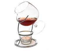 CKB LTD® Verre à Cognac Brandy Snifter Warmer Glass Stand Gift Set with Tealight Candle & Crome Holder Verres à Cognac et à dégustation