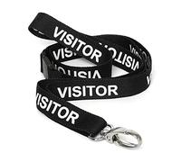 CKB LTD Visitor LANYARDS Lot de 10 cordons de sécurité pivotants en métal pour porte-carte d'identité - Tirette à dégagement rapide (noir, lot de 10)