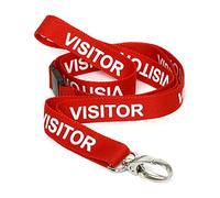 CKB LTD Visitor LANYARDS Lot de 100 cordons de sécurité tour de cou pivotants avec clip en métal pour porte-carte d'identité - Design à libération rapide (rouge)