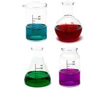 CKB Ltd® Set of 4 - Laboratory Chemistry Shot Glasses Drinks Shooters 50ml - Science Themed Novelty Lab Shaped Beaker & Flask by CKB Ltd