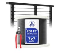 CKE CW600 Câble en acier inoxydable noir de 70 m de 0,3 cm pour matériel de garde-corps, 7 x 7 brins