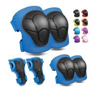 CKE Genouillères pour Enfants Genouillères et coudières Ensemble d'équipement de Protection pour genouillères pour Enfants Filles Garçons avec protège-Poignets 3 en 1 pour Le Patinage Cyclisme-Blue