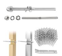 CKE Lot de 100 tendeurs de câbles filetés à la main pour câble de 3/16" pour poteau en bois/métal de 2 x 2, tendeur de câble en acier inoxydable T316 CR06