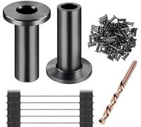 CKE Lot de 120 manchons de protection T316 en acier inoxydable noir pour système de kit de balustrade de câbles de 0,3 cm, manchon de protection noir pour poteaux en bois pour câbles métalliques de