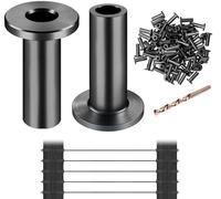 CKE Lot de 150 manchons de protection T316 en acier inoxydable noir pour système de kit de balustrade de câbles de 0,3 cm, manchon de protection noir pour poteaux en bois pour câbles métalliques de