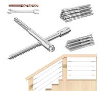 CKE Lot de 20 vis tire-fond de 0,3 cm sans emboutissage, gauche et droite, kit de matériel de garde-corps en acier inoxydable T316 sans emboutissage, filetage à la main pour poteaux en bois, CR303