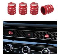 CKE Lot de 4 Capuchons de Boutons de Console Centrale de Voiture compatibles avec Honda Civic CR-V 2025 2024 2023 - Accessoires d’intérieur de Voiture - Drapeau Rouge
