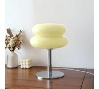 CKENSU Bauhaus Lampe de Table Minimaliste Moderne en verre Champignon Avec Abat-Jour Rétro Couleur Macaron éclairage de Table de Chevet décoratif pour Salon, Chambre à Coucher (beige)