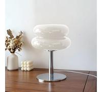 CKENSU Bauhaus Lampe de Table Minimaliste Moderne en verre Champignon Avec Abat-Jour Rétro Couleur Macaron éclairage de Table de Chevet décoratif pour Salon, Chambre à Coucher (blanc)