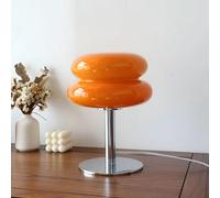 CKENSU Bauhaus Lampe de Table Minimaliste Moderne en verre Champignon Avec Abat-Jour Rétro Couleur Macaron éclairage de Table de Chevet décoratif pour Salon, Chambre à Coucher (Orange)