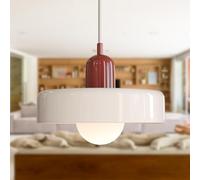 CKENSU Lampe à Suspension Lustre Moderne Simple, Lampe Suspendue en Verre Morandi pour Couloir Base G9 Max 40 W Luminaire Suspendu pour Cuisine Salon Chambre(25 * 20CM Blanc et Rouge)