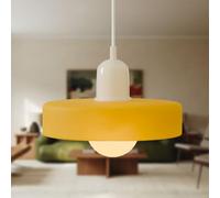 CKENSU Lampe à Suspension Lustre Moderne Simple, Lampe Suspendue en Verre Morandi pour Couloir Base G9 Max 40 W Luminaire Suspendu pour Cuisine Salon Chambre(35 * 20CM Jaune et Beige)