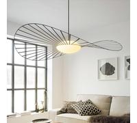 CKENSU - Lustre Élégant Suspendu Vertigo Nova, Éclairage LED E27, Luminaire Vintage en Fibre de Verre et Métal pour Bar, Restaurant, Salon (Black, 140cm)