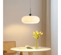 CKENSU Lustre en verre Bauhaus de 28 cm de style nordique moderne pour cuisine, îlot, chambre, café, couloir, restaurant - Blanc