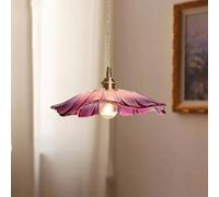 CKENSU Suspension en Verre Lotus Luminaire Suspendu Moderne pour Chambre à Coucher Lampe Suspendue pour Salle à Manger Salon Cuisine Couloir E27(28 * 13CM Violet)