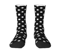 CKGODGF 1 paire de chaussettes mi-tube décontractées à gros pois noirs et blancs, chaussettes amusantes de couleur contrastée, blanc, Taille unique