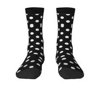 CKGODGF 1 paire de chaussettes mi-tube décontractées à gros pois noirs et blancs, chaussettes amusantes de couleur contrastée, 3 noir, Taille unique