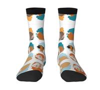 CKGODGF 1 paire de chaussettes mi-tube décontractées avec illustration de cochon d'Inde, chaussettes amusantes de couleur contrastée, jolies chaussettes mi-tube, 3 noir, Taille unique