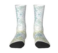 CKGODGF 1 paire de chaussettes mi-tube décontractées avec imprimé d'algues vertes et bleues, blanc, Taille unique