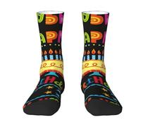 CKGODGF 1 paire de chaussettes mi-tube décontractées avec imprimé « Happy Birthday Big Cake », chaussettes amusantes de couleur contrastée, jolies chaussettes mi-tube, 2 Noir-2, Taille unique