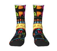 CKGODGF 1 paire de chaussettes mi-tube décontractées avec imprimé « Happy Birthday Big Cake », chaussettes amusantes de couleur contrastée, jolies chaussettes mi-tube, blanc, Taille unique