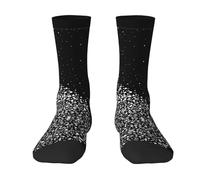 CKGODGF 1 paire de chaussettes mi-tube décontractées avec imprimé paillettes noires et blanches, chaussettes amusantes de couleur contrastée, jolies chaussettes mi-tube, 3 noir, Taille unique